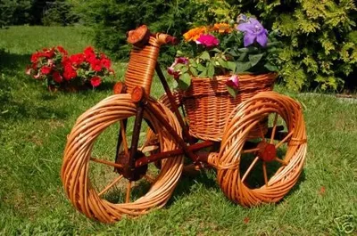 Produktbild von Dreirad in Korbgeflecht, Rattan, Körbe, Pflanzkorb, Pflanzkasten, Übertopf Weide, 61 cm