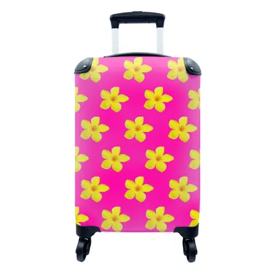 Produktbild von MuchoWow® Koffer Handgepäck Trolley Rollkoffer Kleine Reisekoffer mit 4 Rollen - Blumen - Gelb - Muster - Cabin Size < 55x40x23 cm & 55x40x20 cm - Fotokoffer - Kabinenkoffer - Boardgepäck - Reise-Box - Reisekoffer - Reisegepäck - Koffer mit Bild - Trolley für Kinder