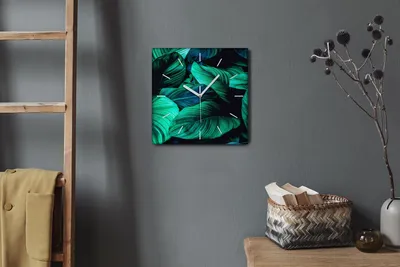 Produktbild von Coloray Hodiny Unikátní 30x30 cm  Tiché hodiny Pro obývací pokoj a kuchyň Nástěnné hodiny Plátno Bílé ručičky hodin - Květinové listy