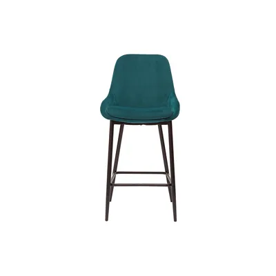 Produktbild von Miliboo - Barhocker aus petrolblauem Samtstoff und schwarzem Metall H 65 cm (2er-Set) HOLO
