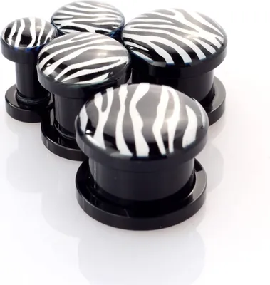 Produktbild von Ohr Flesh Acryl Tunnel Piercing Schwarz Screw On Logo Zebra VPPI.147.10mm