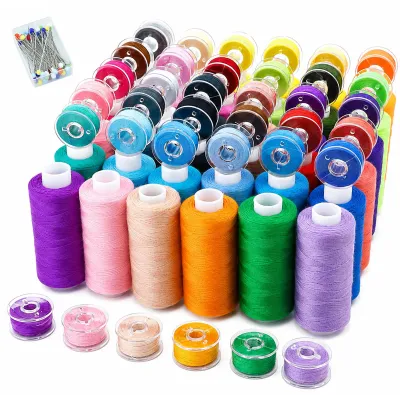 Nähgarn-Set, 72 Teile, 36 Farben, Polyester, mit Spulen und Nadeln