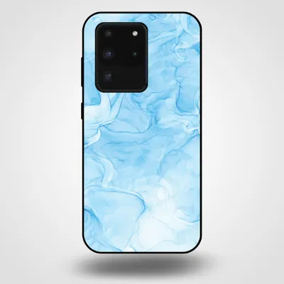 Produktbild von Smartphonica Handytasche für Samsung Galaxy S20 Ultra mit Marmordruck - TPU Rückseitenschutzhülle Marmordesign - Hellblau