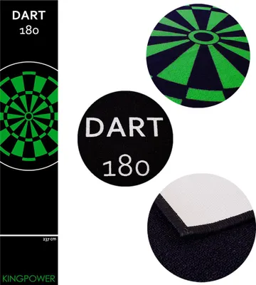 Produktbild von Dart Teppich Matte Steeldart Zubehör Dartpfeile Dartboard Dartteppich Target Oche Darts Abwurflinie Schutz Gummi Boden Grün Dartscheibe 290 x 60 cm Kingpower