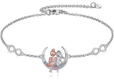 Productafbeelding van Schmuck: Zilveren armband (925) met een hart en een oneindigheidssymbool, voor zussen, met een maanmotief