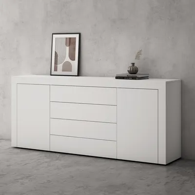 Produktbild von doporro Sideboard Kommode in Weiß matt 167x36 cm Aufbewahrungsschrank Holz Bodenstehend für Ihren Wohnbereich Schrank 03