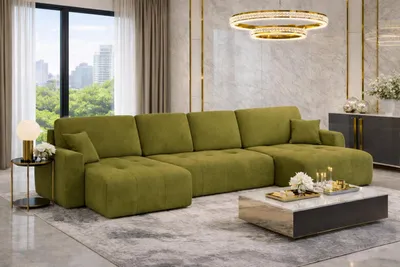 Produktbild von Kaiser Möbel Ecksofa mit Schlaffunktion und Bettkasten U-Form Ivo U XL, Veloursstoff Salvador, Olive