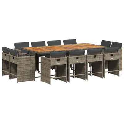 Produktbild von vidaXL 13-tlg. Garten-Essgruppe mit Kissen Grau Poly Rattan