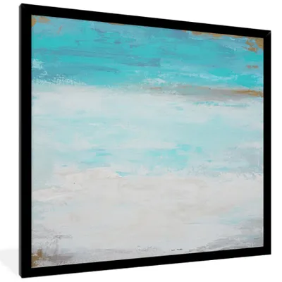 Produktbild von MuchoWow® Gerahmtes Poster Farbe - Blau - Weiß - Kunst 40x40 cm - Poster mit Schwarzem Bilderrahmen Wandposter Rahmen Foto Bilder - Mit Rahmen - Wanddekoration Schlafzimmer