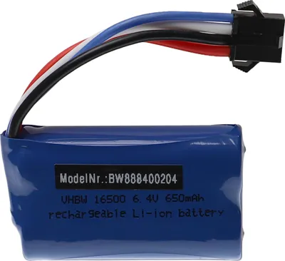 Produktbild von vhbw Akku für Modellbau z.B. Racing Car, Helikopter, Flugzeug (650mAh, 6,4V, Li-Ion, 54 x 32 x 17 mm, SM-4P)
