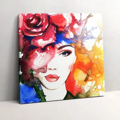 Produktbild von Colorful portrait of a woman – Leinwandbild Wandbild – 60x60 cm – Leinwandbilder – Wandbilder – Schlafzimmer – Flur