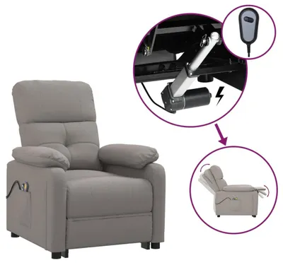 Image de vidaXL Fauteuil de massage électrique Taupe Tissu