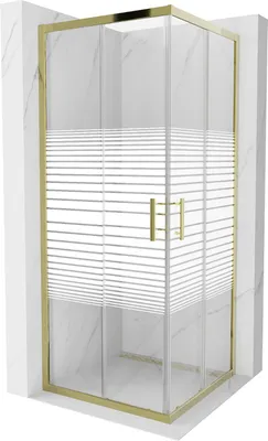 Zdjęcie produktu dla Mexen Rio kabina prysznicowa kwadratowa 80 x 80 cm, pasy, złota - 860-080-080-50-20