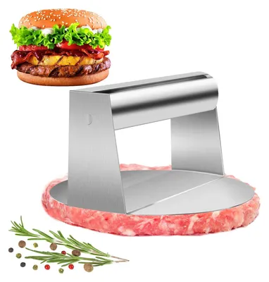 Burgerpresse aus Edelstahl, rund, für Patties, BBQ