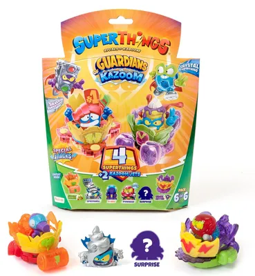 Produktbild von SuperThings Serie 9 Packung mit 4 Figuren + 2 Kazoom Jets, Guardians of Kazoom