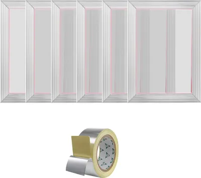 Zdjęcie produktu dla Zestaw do sitodruku SucceBuy, 6-częściowy, 25,4 x 35,6 cm, aluminiowa rama z siatką 156, nylonowa tkanina o wysokiej wytrzymałości i taśma uszczelniająca do samodzielnego drukowania na koszulkach