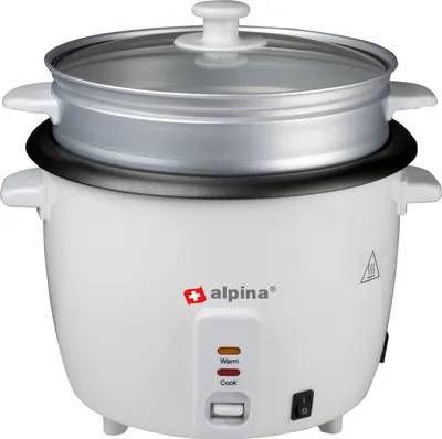 Immagine prodotto di Cuociriso Alpina - 1,8 litri - 700 watt - vaporiera per verdure - funzione keep warm - bianco