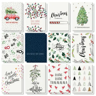 Produktbild von SIGEL DS701 Weihnachts-Postkarten-Set "Colourful Christmas" - A6 - 24 Karten