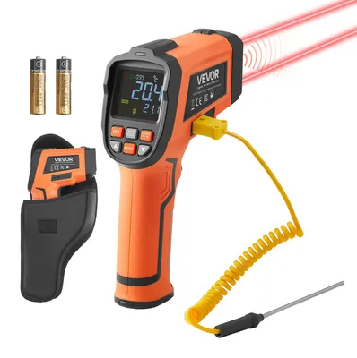 Produktbild von VEVOR Infrarot Thermometer -30℃ bis 1600℃, Digitales IR-Temperaturmessgerät mit LCD-Display Typ-K-Thermoelement & Dual-Laser, Berührungslose Temperaturpistole für Kochen Industrie (Nicht für Menschen)
