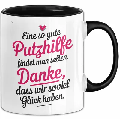 Produktbild von Reinigung Tasse Geschenk Gute Putzhilfe Findet Man Selten Geschenkidee Geburtstag Putzhilfe (Schwarz)