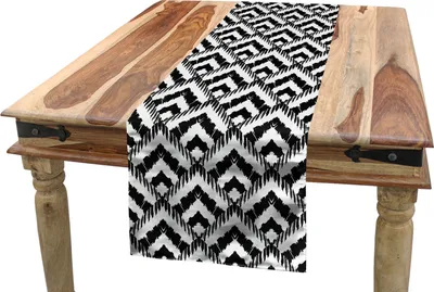Produktbild von ABAKUHAUS Schwarz und weiß Tischläufer, Chevron-Linien, Esszimmer Küche Rechteckiger Dekorativer Tischläufer, 40 x 180 cm, Weiß Schwarz