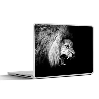 Produktbild von MuchoWow® Laptop Aufkleber Sticker Cover Löwe - Porträt - Schwarz - Weiß - Tiere 36.5x27.5 cm - Laptop-Sticker