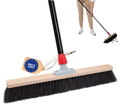 Produktbild von Novaliv Saalbesen 50 cm mit Stiel Borsten Rosshaarbesen besen fein mit stiel Ideal als Werkstattbesen Hallenbesen Industriebesen Hausbesen Naturhaarbesen Zimmerbesen Haarbesen Stubenbesen Besen weich
