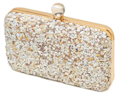 Imagen del producto de CORIOS: Clutch de mano para mujer, adornada con pedrería, ideal para eventos formales. Elegante bolso de mano