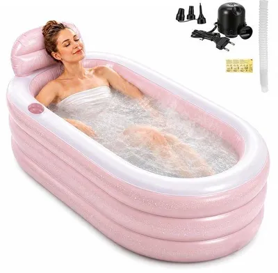 Produktbild von Aufblasbare Badewanne, 160 x 85 x 45 cm, mit AC-Luftpumpe, geeignet für warmes und kaltes Wasser, aus PVC, mit komfortablem Boden