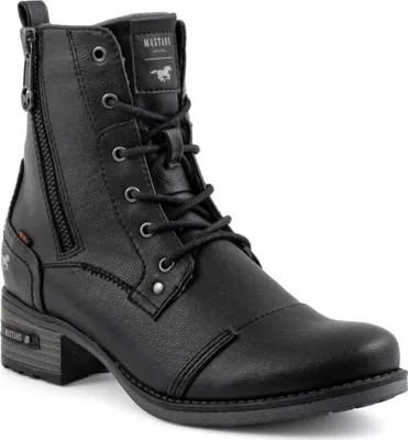 Produktbild von Mustang Damen Schnürboot Stiefelette Kurzschaft Reißverschluss Schnürung 1229-513, Größe:37 EU, Farbe:Schwarz