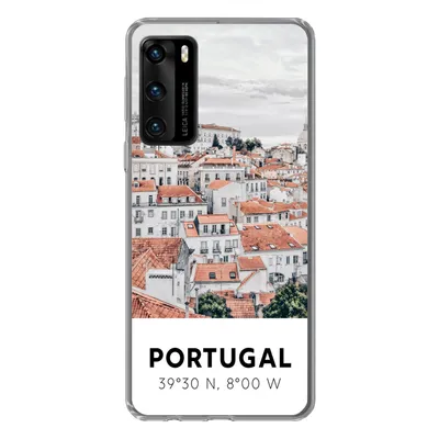 Produktbild von MuchoWow® Handyhülle Schutzhülle Hülle für Huawei P40 Portugal - Europa - Rot - Silhouette Silikon Softcase Handy Hülle - Handytasche
