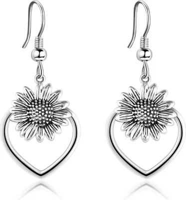 Produktbild von Tulip Daisy Sterling Silber Ohrringe Statement Blumenschmuck Sunflower Drop