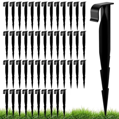 Produktbild von Gartenschlauch Halter 50 Stück, 16 cm, schwarze Kunststoff Erdnägel für Gartenschlauch
