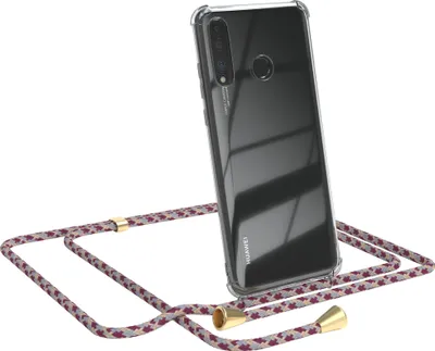 Produktbild von EAZY CASE Handykette kompatibel mit Huawei P30 Lite, Handyhülle mit Umhängeband, Handykordel, Schutzhülle Clear, Band in Rot
