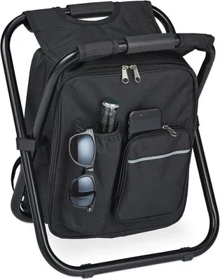 Produktbild von Famanu Campingstuhl mit Tragetasche - leicht und stabil - 42x35x29 cm - schwarz