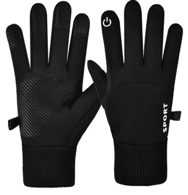 Produktbild von 1 Paar Uni-Handschuhe, fleecegefüttert, Touchscreen-geeignet, winddicht, einfarbig, wasserdicht, geeignet für Radfahren, Angeln und Skifahren im Freien