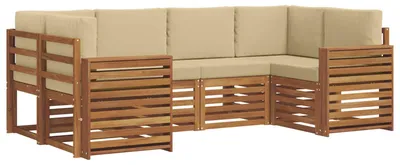 Productafbeelding van vidaXL Tuinset met 6 zitplaatsen, natuurlijke en beige kleuren