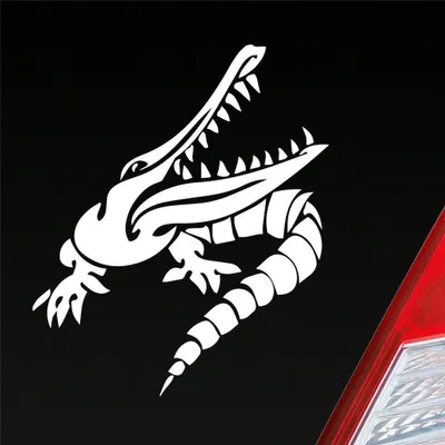 Produktbild von Auto Aufkleber Krokodil Aligator Kroko Animal Tier Tuning 10x12 cm Weiss Glanz Sticker Heckscheibenaufkleber