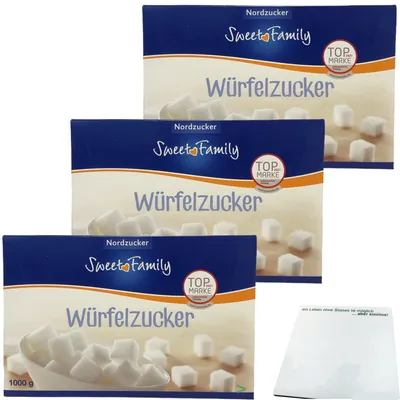 Produktbild von Nordzucker Sweet Family Würfelzucker 3er Pack (3x1kg) + usy Block