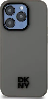 Zdjęcie produktu dla DKNYpoliuretan Leather Stack Logo Magsafe Back Cover dla iPhone 15 Pro Grey