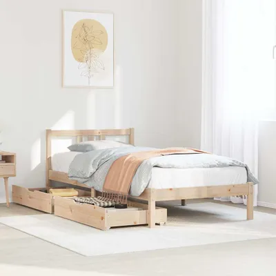 Produktbild von Massivholzbett ohne Matratze 75x190 cm Kiefernholz, Klassische Betten DesignMöbel
