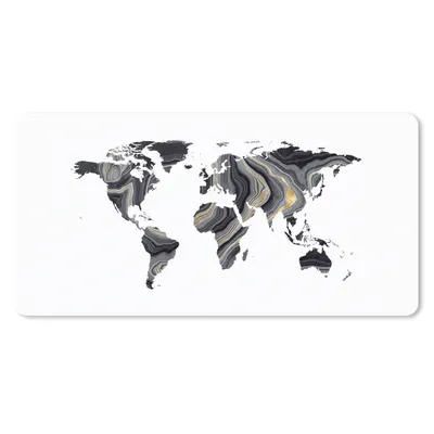 Produktbild von MuchoWow® Schreibtischunterlage Weltkarte - Gold - Silber - Schwarz 80x40 cm - XXL Mauspad - Gaming Mauspad