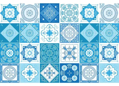 Obrázek produktu pro Samolepicí obkladové nálepky do kuchyně a koupelny – 24 nálepek ve stylu azulejos, Shelbio – 24 nálepek, 20 x 20 cm