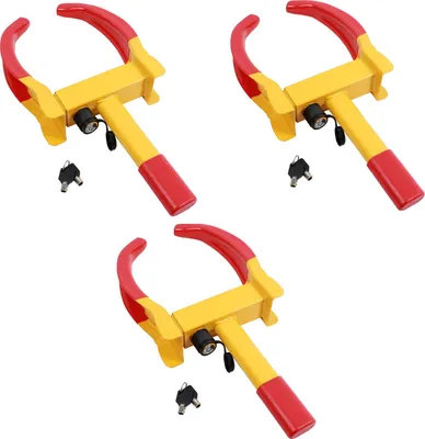 Produktbild von 3er Set Radkralle Parkkralle mit Sicherheitsschloss, Reifenbreite 17-27,5 cm, mit je 2 Schlüsseln