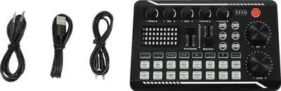 Produktbild von Soundkarte für Live-Streaming - Audio-Mischpult - Bluetooth - Akku 1200 mAh - 12 Klangstufen - Soundeffekte - Für Streaming & Aufnahme - Kunststoff - Schwarz