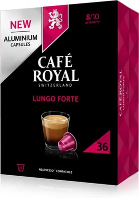 Obrázok produktu pre Café Royal Lungo Forte, Kávová kapsula, Lungo, Nespresso, 36 šálok, 8/10, 36 kusov