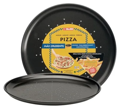 Pizzablech 28 cm, antihaftbeschichtet, schwarz, 28x28x2 cm