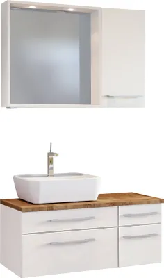 Produktbild von Held Möbel Waschtisch-Set Davos 90 cm -D- (links) weiß/matt weiß