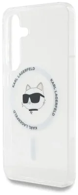 Produktbild von KARL LAGERFELD Tasche passend für SAMSUNG S25 Plus KLHMS25MHLSCHH (Magnetic IML Metal Choupette Head) weiß