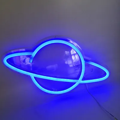 Produktbild von NEON LED Licht, dekorative Wand-Leuchte, Planet blau, 36,2 x 20 x 2 cm